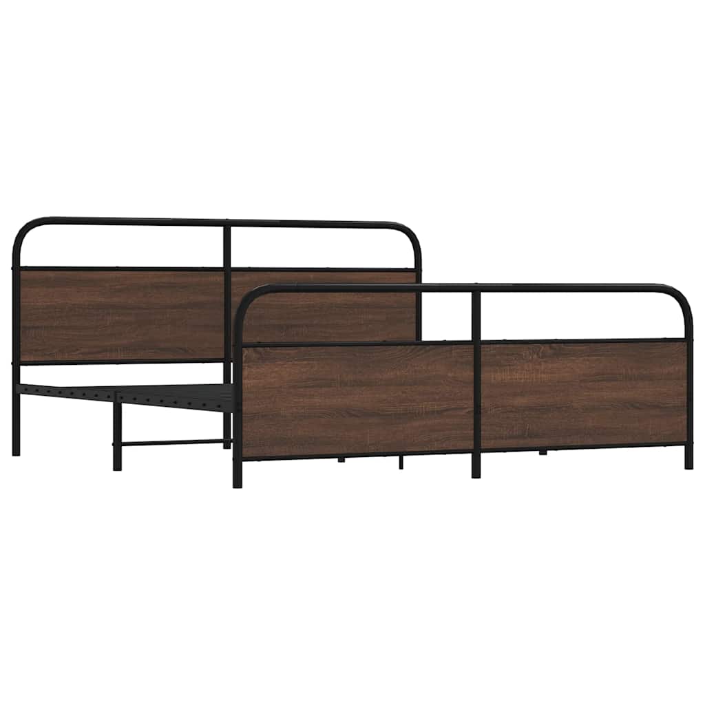 vidaXL Bedframe zonder matras metaal bruin eikenkleurig 200x200 cm afbeelding