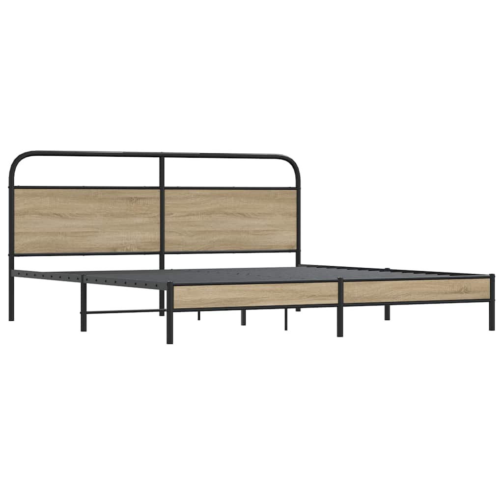 vidaXL Bedframe zonder matras metaal gerookt eikenkleurig 200x200 cm afbeelding