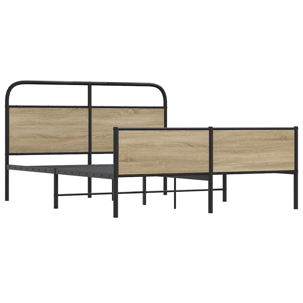 vidaXL Bedframe zonder matras metaal gerookt eikenkleurig 180x200 cm afbeelding