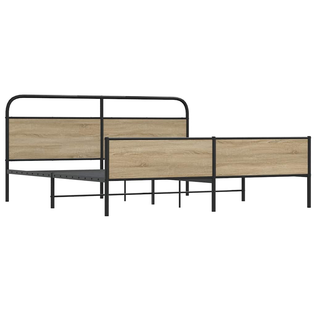 vidaXL Bedframe zonder matras metaal gerookt eikenkleurig 193x203 cm afbeelding