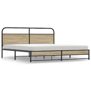 Kovový rám postele bez matrace kouřový dub 200 x 200 cm - obrázek 2
