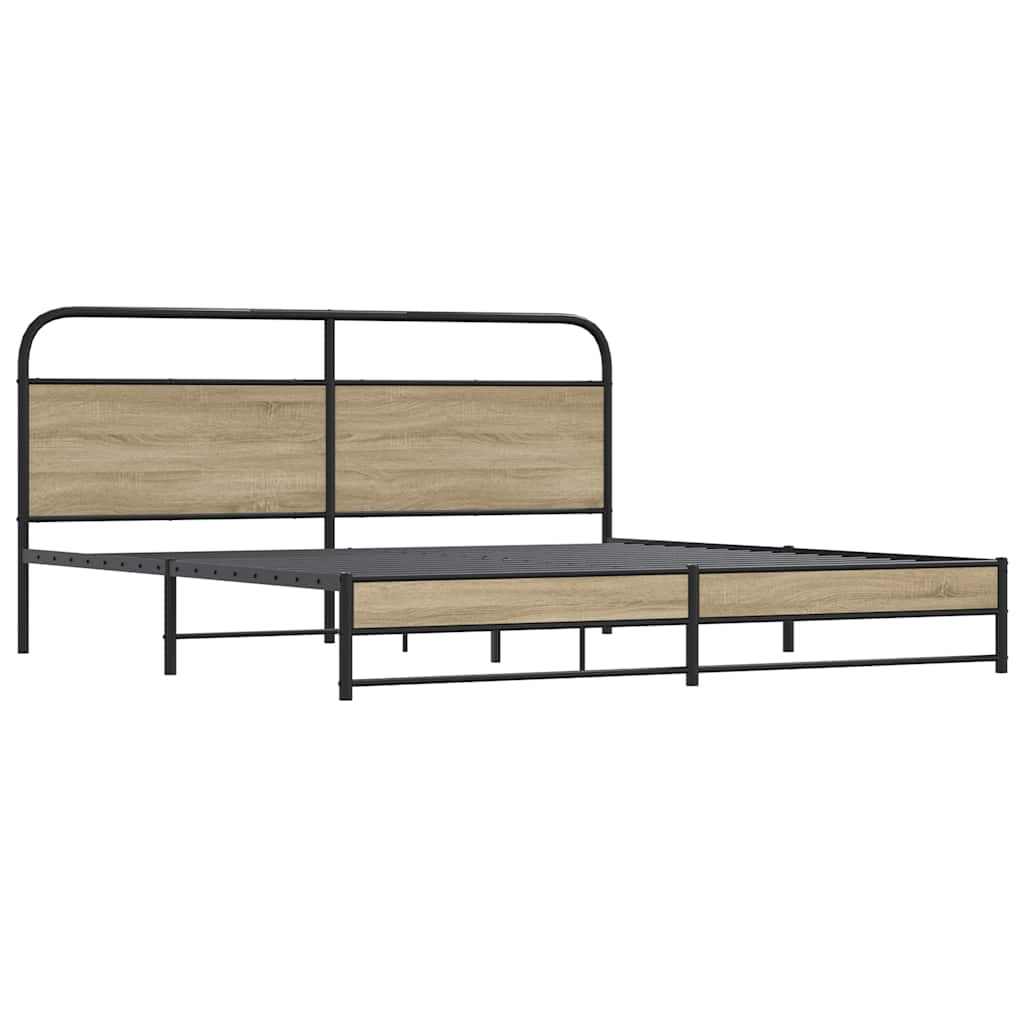 vidaXL Bedframe zonder matras metaal gerookt eikenkleurig 183x213 cm afbeelding