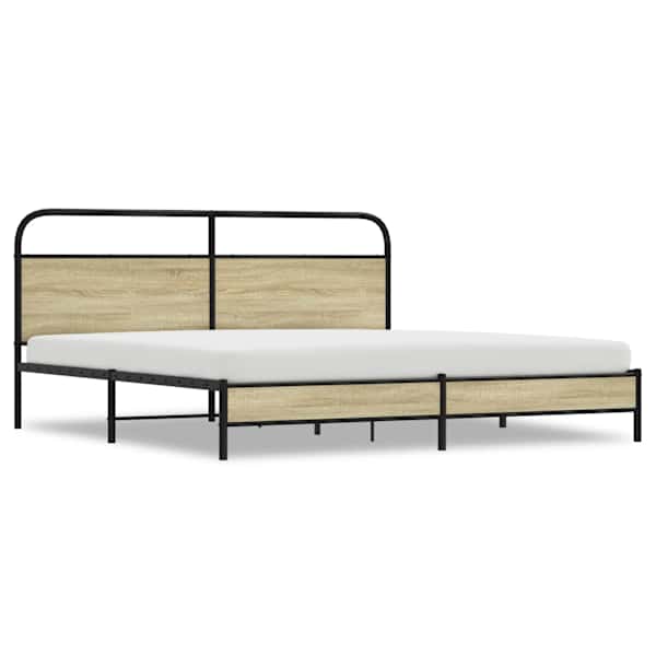 vidaXL metallist voodiraam ilma madratsita Sonoma tamm 180x200 cm