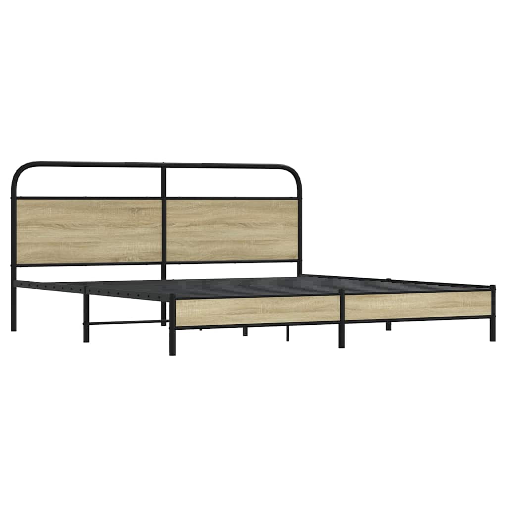 vidaXL Bedframe zonder matras metaal sonoma eikenkleurig 193x203 cm afbeelding