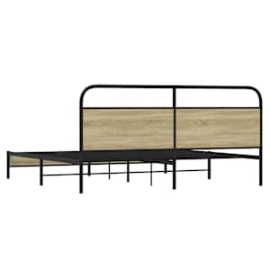Kovový rám postele bez matrace dub sonoma 200 x 200 cm - obrázek 7