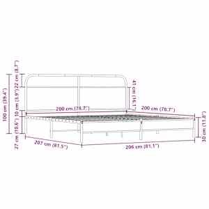 Kovový rám postele bez matrace dub sonoma 200 x 200 cm - obrázek 9