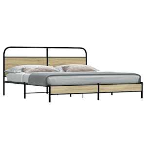Kovový rám postele bez matrace dub sonoma 200 x 200 cm - obrázek 1