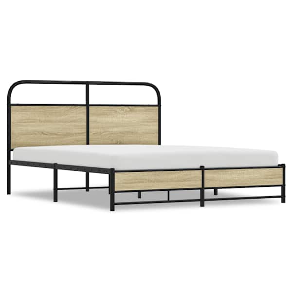 vidaXL metallist voodiraam ilma madratsita Sonoma tamm 160x200 cm