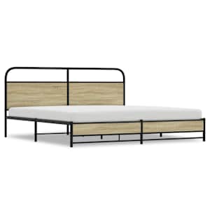 Kovový rám postele bez matrace dub sonoma 200 x 200 cm - obrázek 2