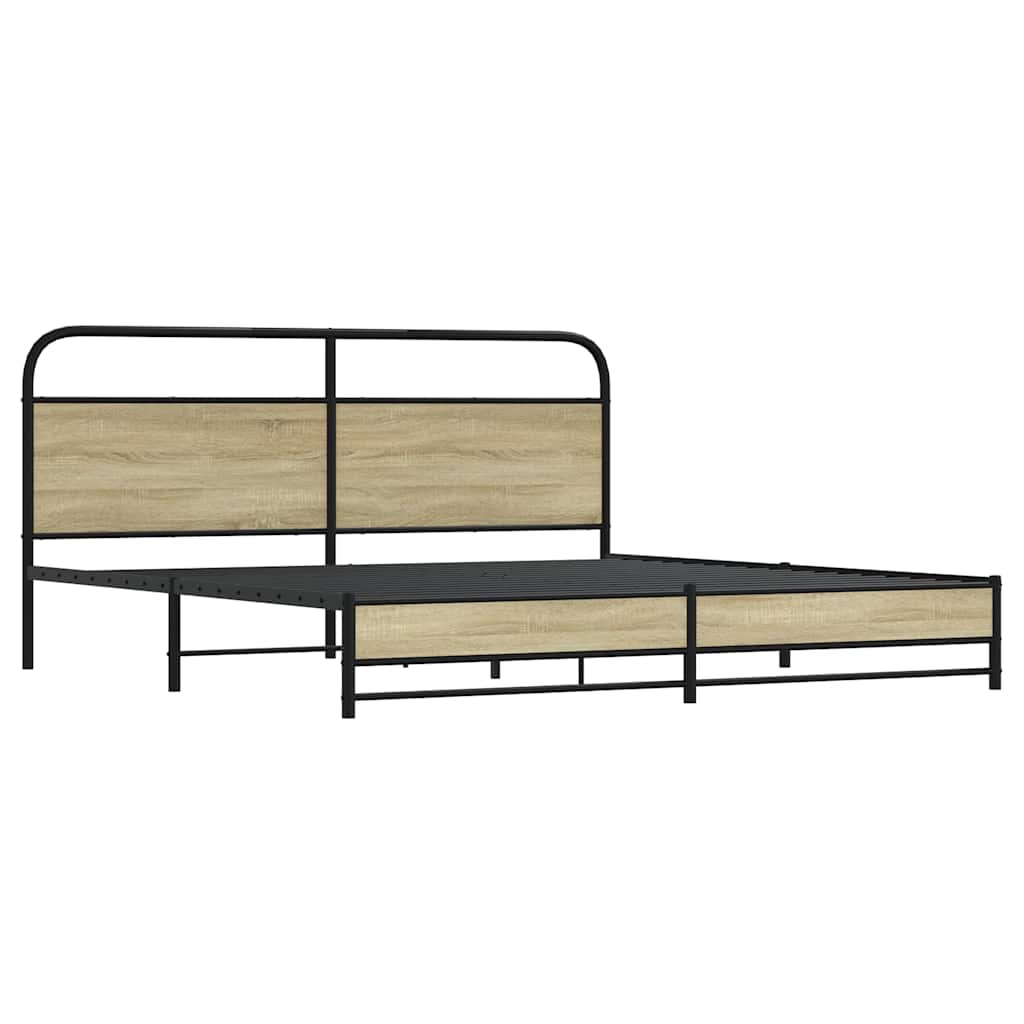 vidaXL Bedframe zonder matras metaal sonoma eikenkleur 200x200 cm, foto 4