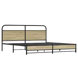 Kovový rám postele bez matrace dub sonoma 200 x 200 cm - obrázek 3