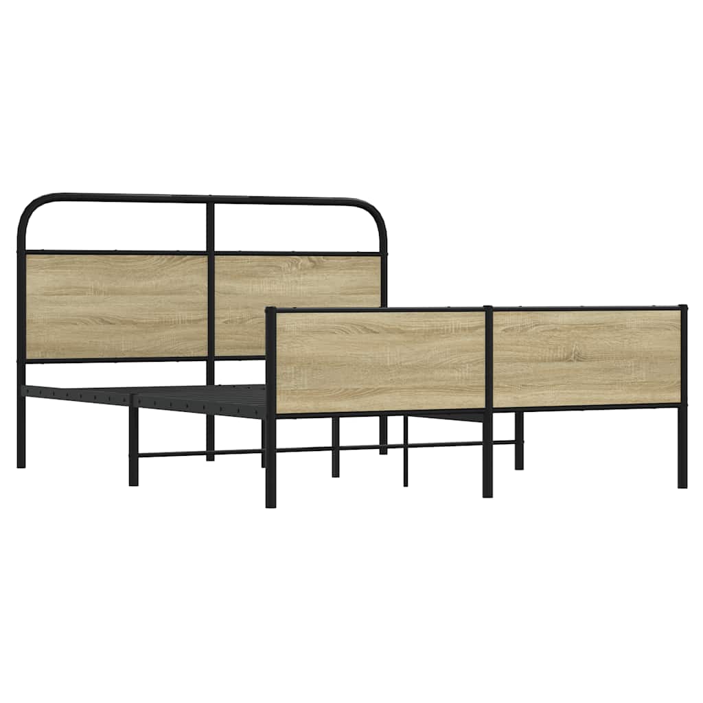 vidaXL Bedframe zonder matras metaal sonoma eikenkleurig 150x200 cm, foto 4