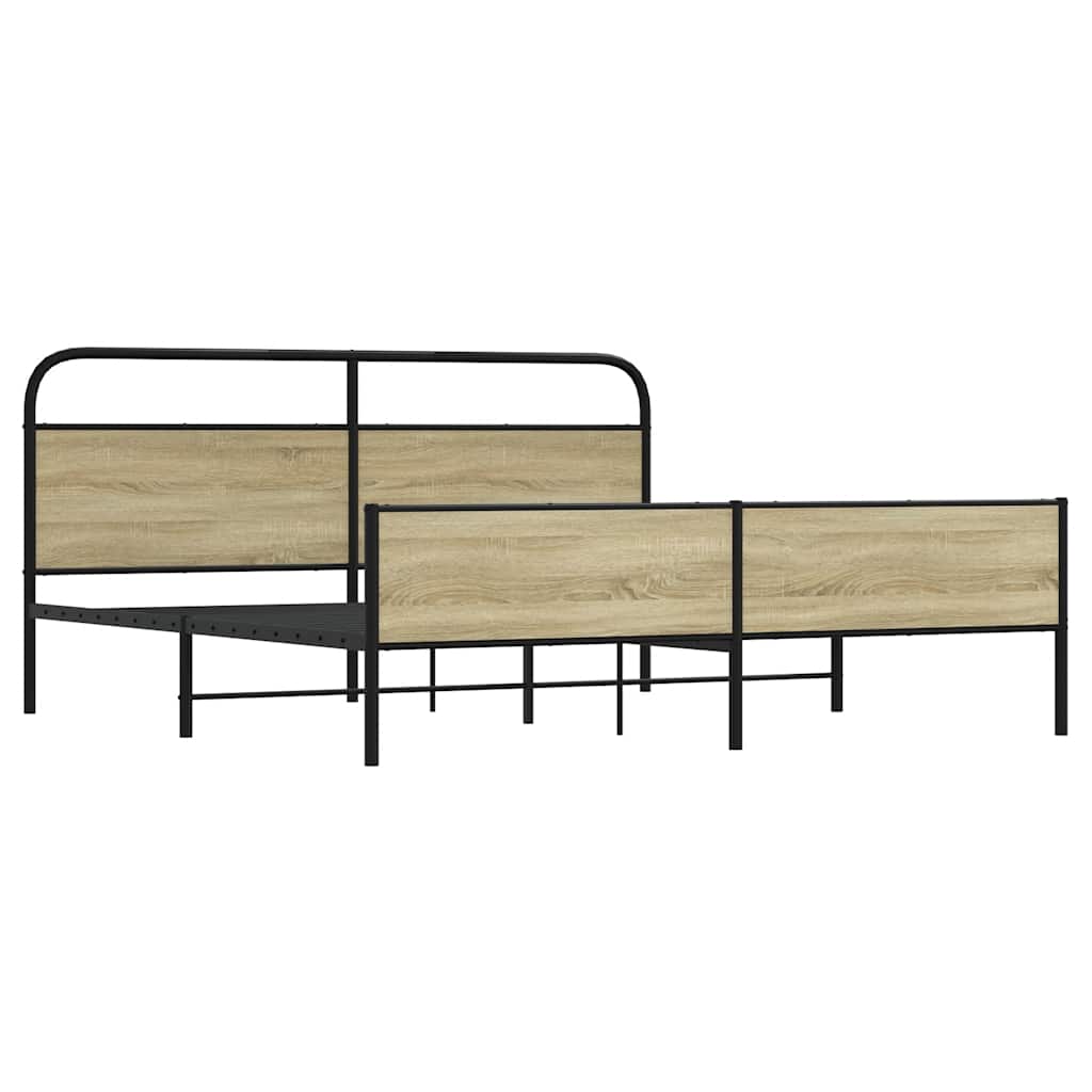 vidaXL Bedframe zonder matras metaal sonoma eikenkleurig 193x203 cm afbeelding
