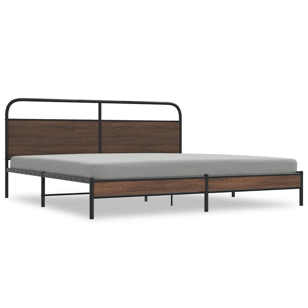 Thumbnail - vidaXL Metallbett ohne Matratze Braun Eichen-Optik 180x200 cm