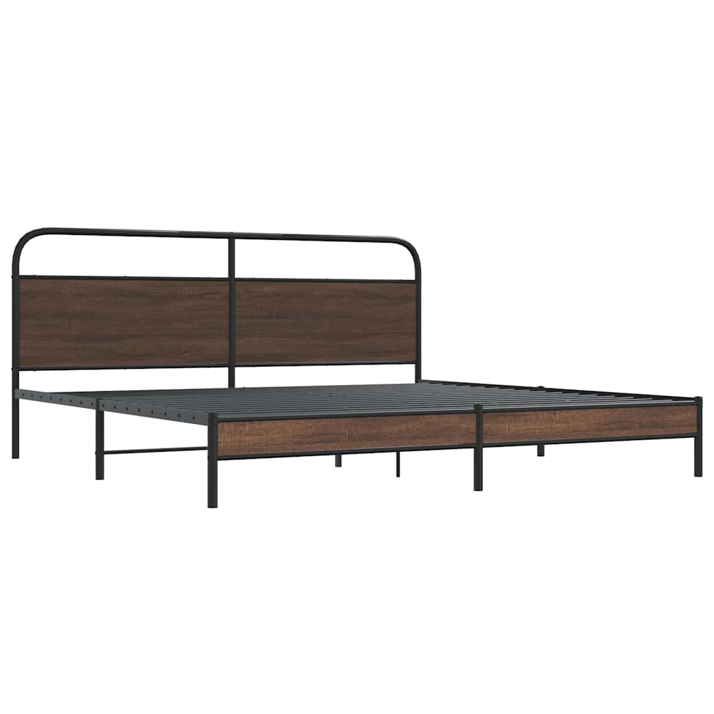 vidaXL Bedframe zonder matras metaal bruin eikenkleur 180x200 cm afbeelding