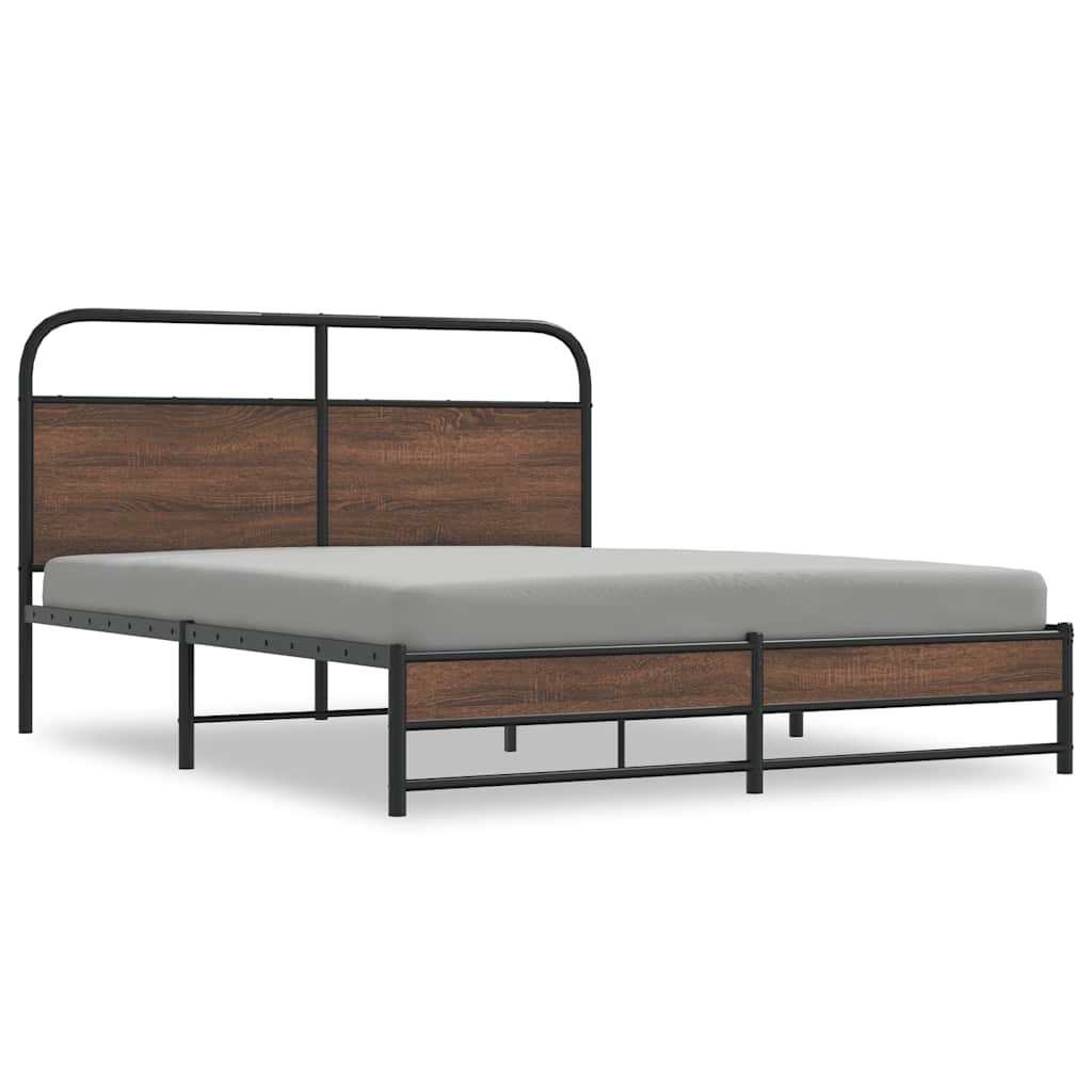 Thumbnail - vidaXL Metallbett ohne Matratze Braun Eichen-Optik 160x200 cm