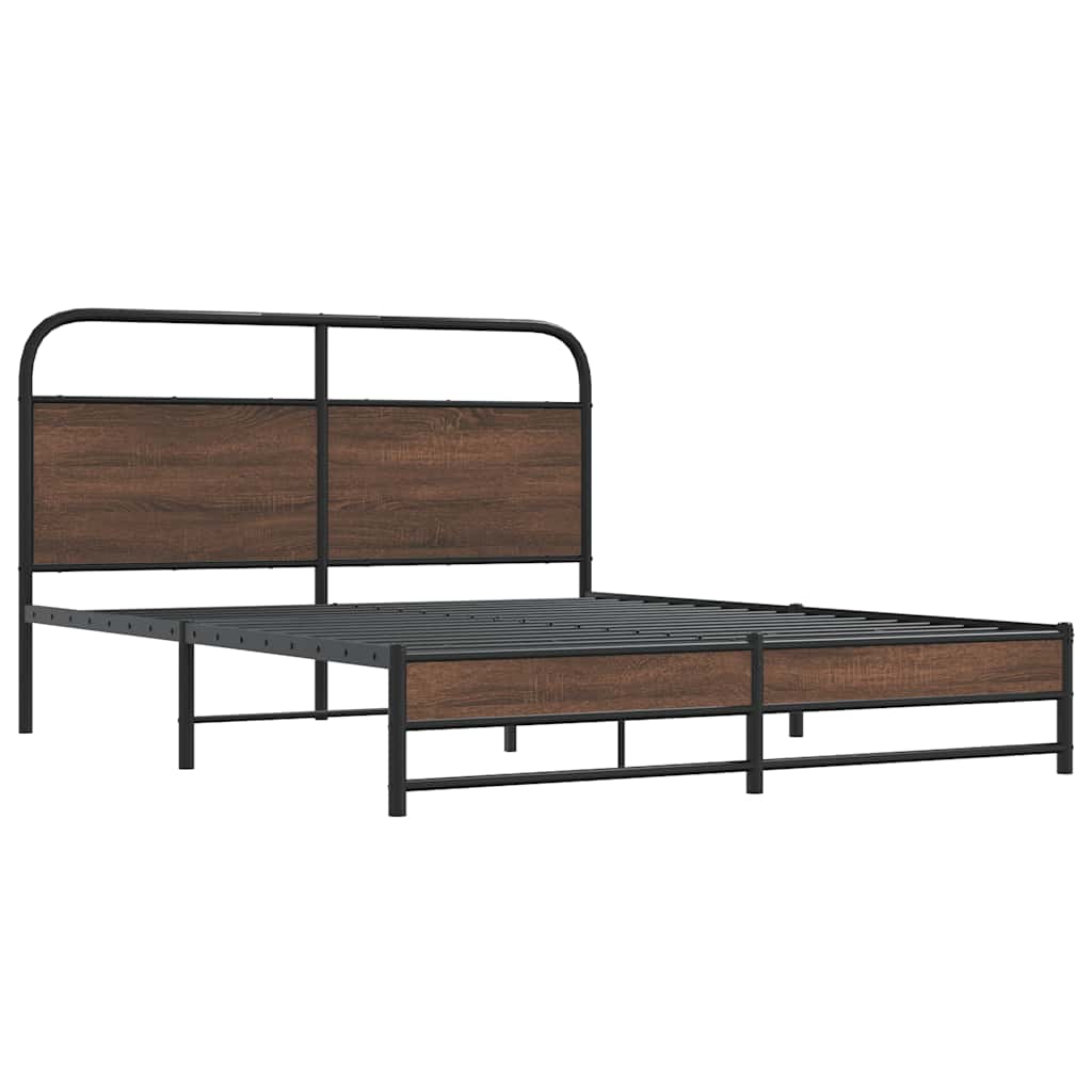 Thumbnail - vidaXL Metallbett ohne Matratze Braun Eichen-Optik 160x200 cm