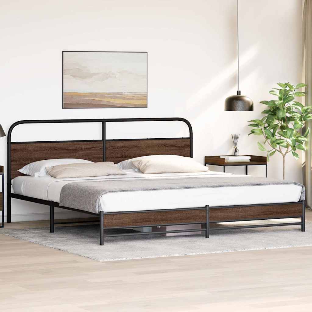 vidaXL Bedframe zonder matras metaal bruin eikenkleur 183x213 cm, foto 2