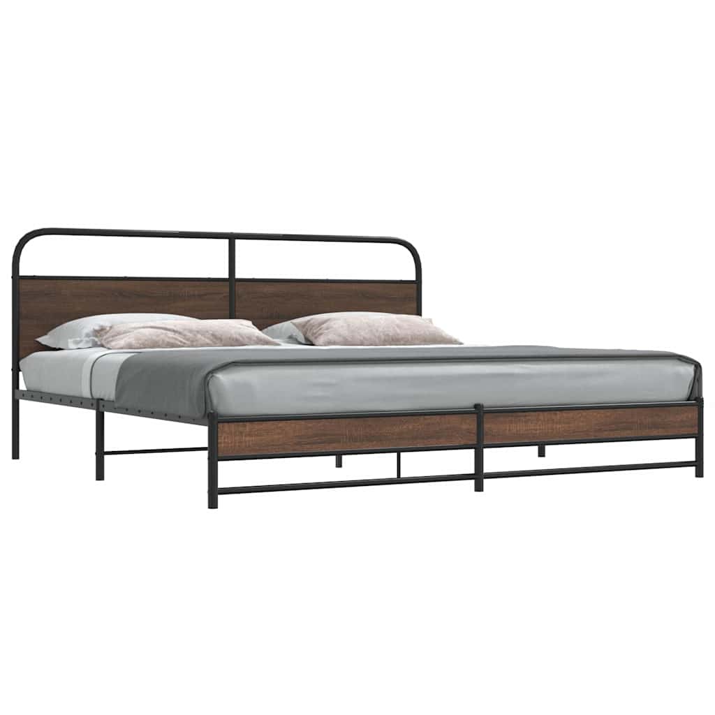 vidaXL Metallinen sängynrunko ruskea tammi 183x213 cm