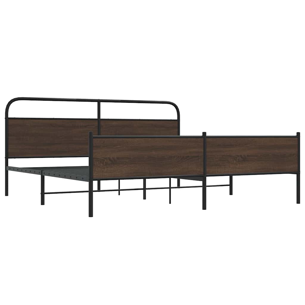 vidaXL Bedframe zonder matras metaal bruin eikenkleur 183x213 cm, foto 4
