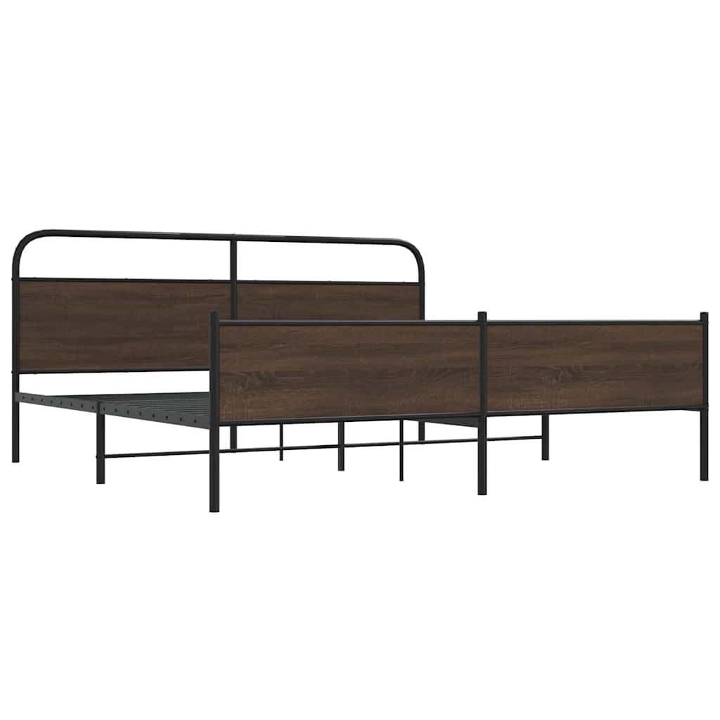 vidaXL Bedframe zonder matras metaal bruin eikenkleurig 200x200 cm afbeelding