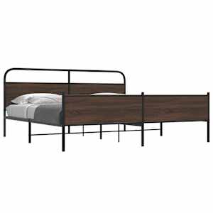 Kovinski posteljni okvir brez vzmetnice rjavi hrast 200x200 cm