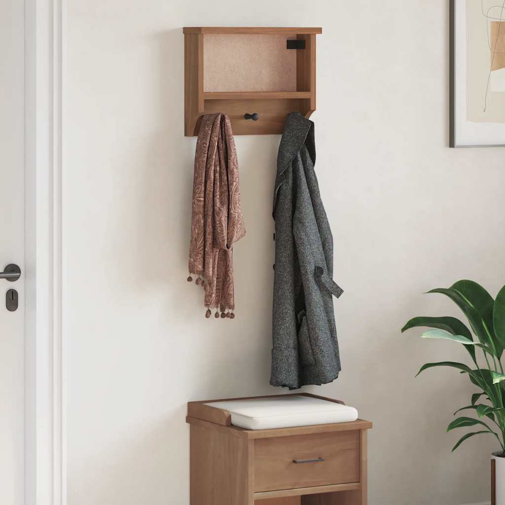 vidaXL Nástenný vešiak na kabáty SANDNES 45x12x35 cm borovicový masív