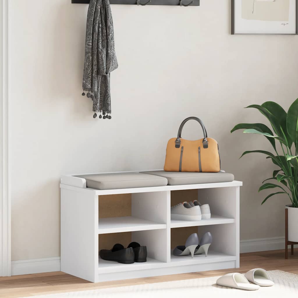 vidaXL Lavica do predsiene SANDNES biela 87x40x50 cm borovicový masív