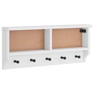 Nástěnný věšák "SANDNES" White 87x12x35 cm Borovicový masiv - obrázek 2