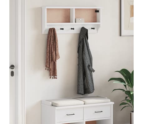 vidaXL Porte-manteau mural SANDNES blanc 87x12x35 cm bois massif pin