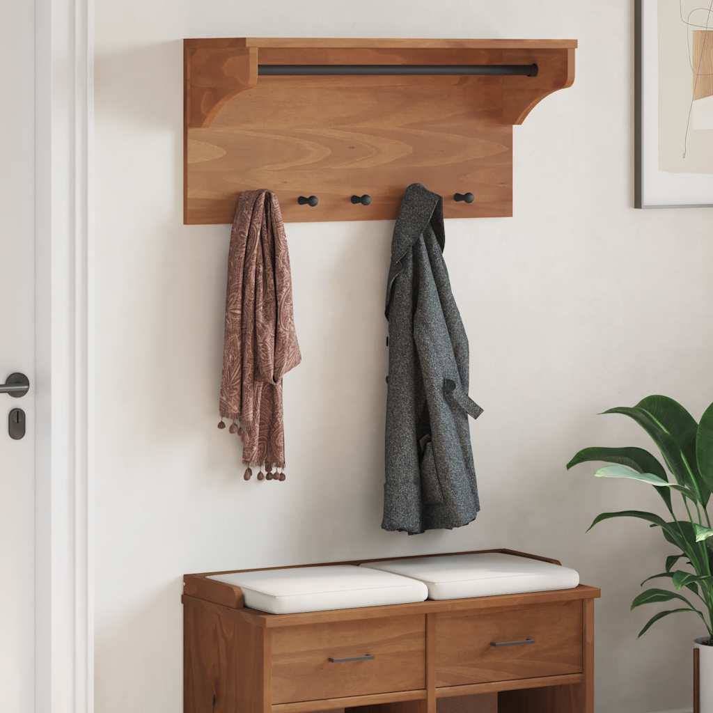 vidaXL Nástenný vešiak na kabáty SANDNES 87x30x42 cm borovicový masív