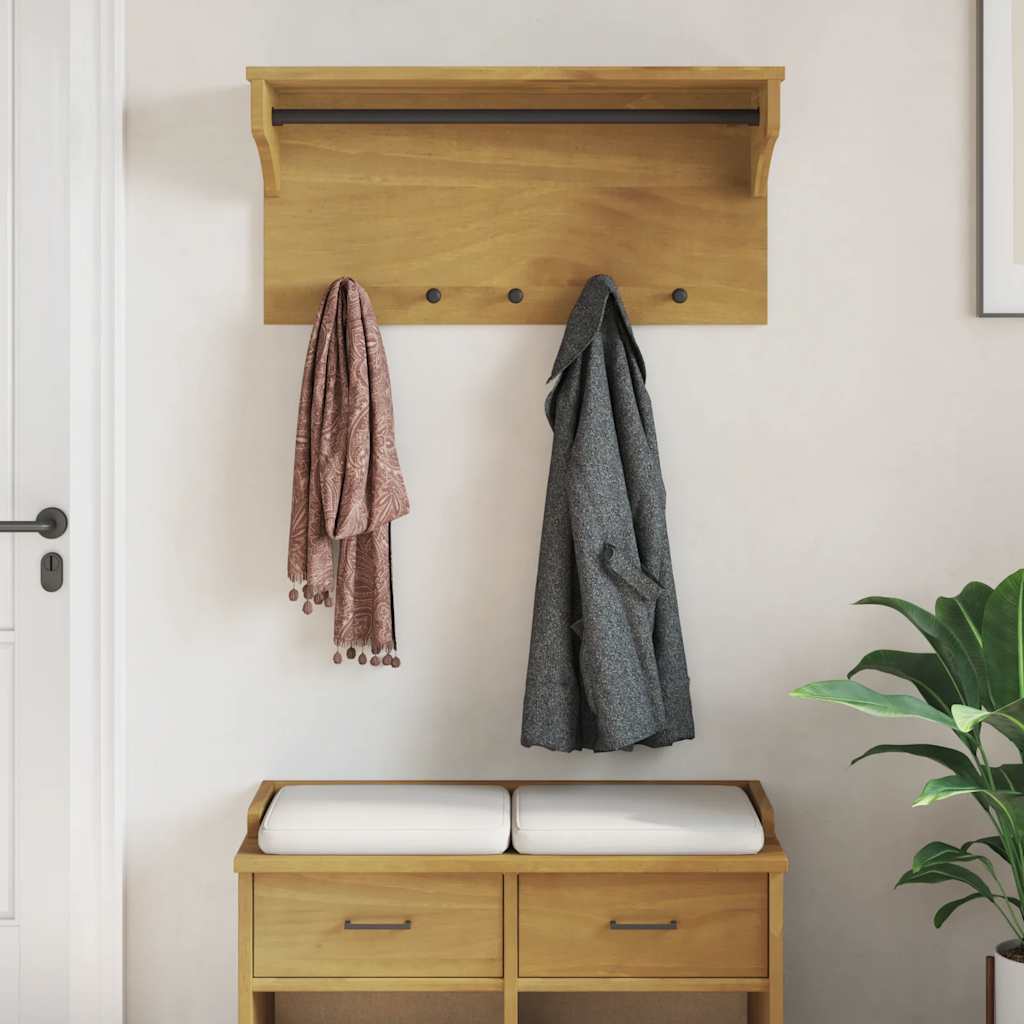 vidaXL Nástenný vešiak na kabáty SANDNES 87x30x42 cm borovicový masív
