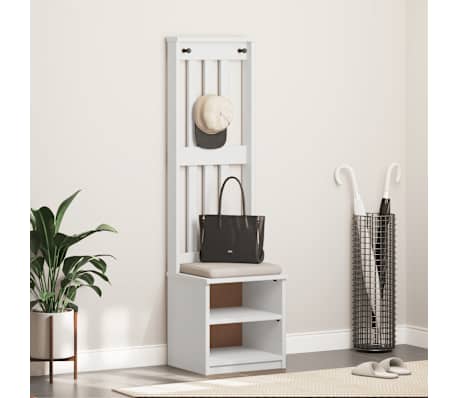 vidaXL Hall Tree "SANDNES" White 45x40x159,5 cm Solid Wood Pine