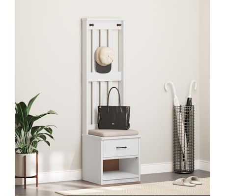 vidaXL Hall Tree "SANDNES" White 45x40x159,5 cm Solid Wood Pine