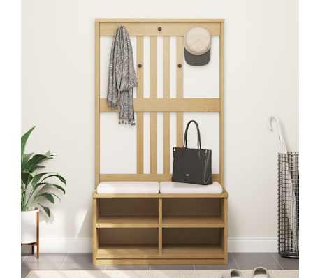 vidaXL Kapstok SANDNES 87x40x159,5 cm massief grenenhout