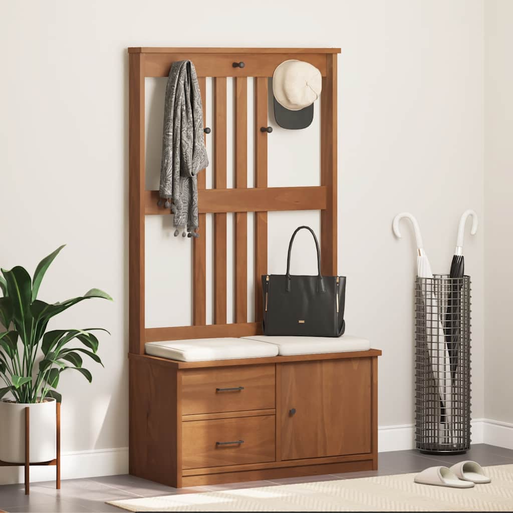 vidaXL SANDENS tömör fenyőfa előszobafa 87x40x159,5 cm
