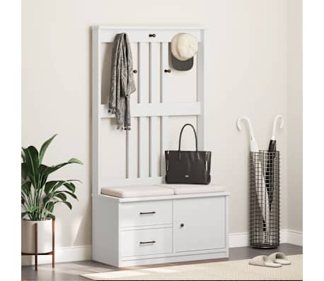 vidaXL Kapstok SANDNES wit 87x40x159,5 cm massief grenenhout