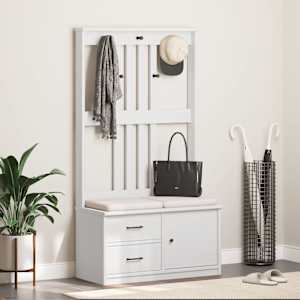 vidaXL Kapstok SANDNES wit 87x40x159,5 cm massief grenenhout