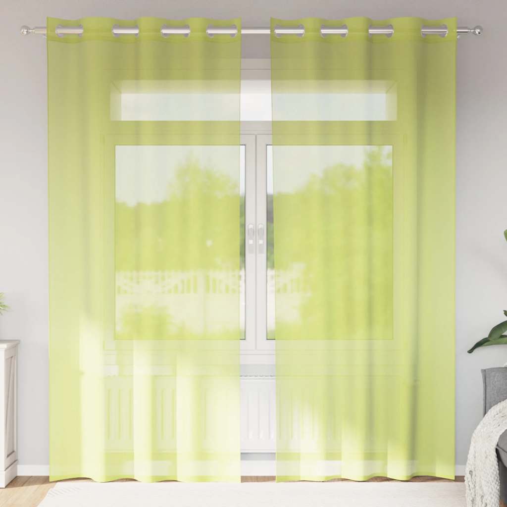 vidaXL Perdele Voile cu Oelii 2 buc Verde măr 140x225 cm