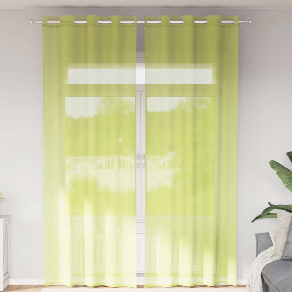 vidaXL Voileeverhot läpiviennillä 2 kpl omenanvihreä 140x260 cm