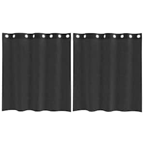 vidaXL Voile kardinad r&otilde;ngastihendiga 2 tk must 140x140 cm