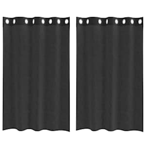 vidaXL Voile kardinad r&otilde;ngastega 2 tk must 140x175 cm