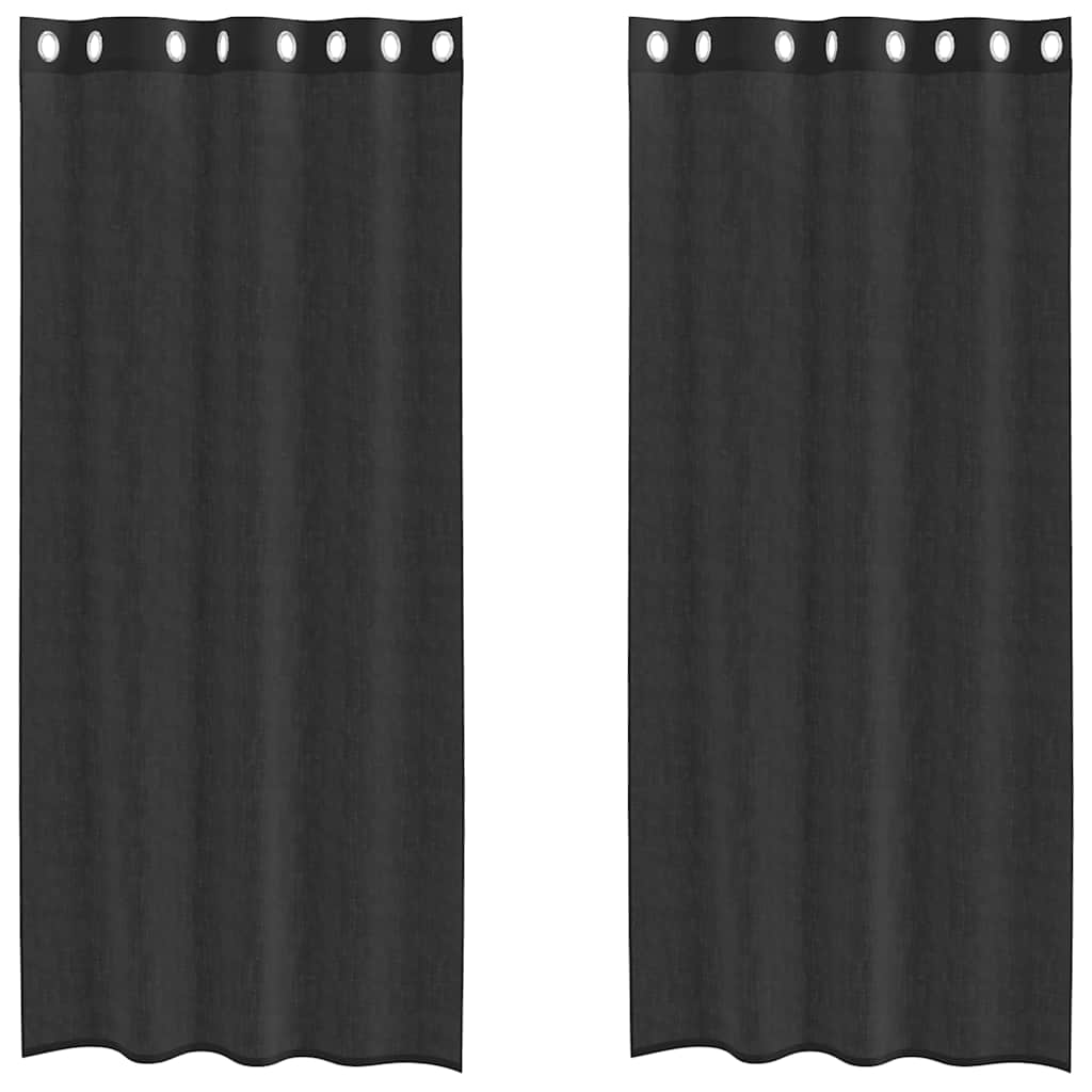 Thumbnail - vidaXL Voile Vorhänge mit Ösen 2 Stk. Schwarz 140x225 cm