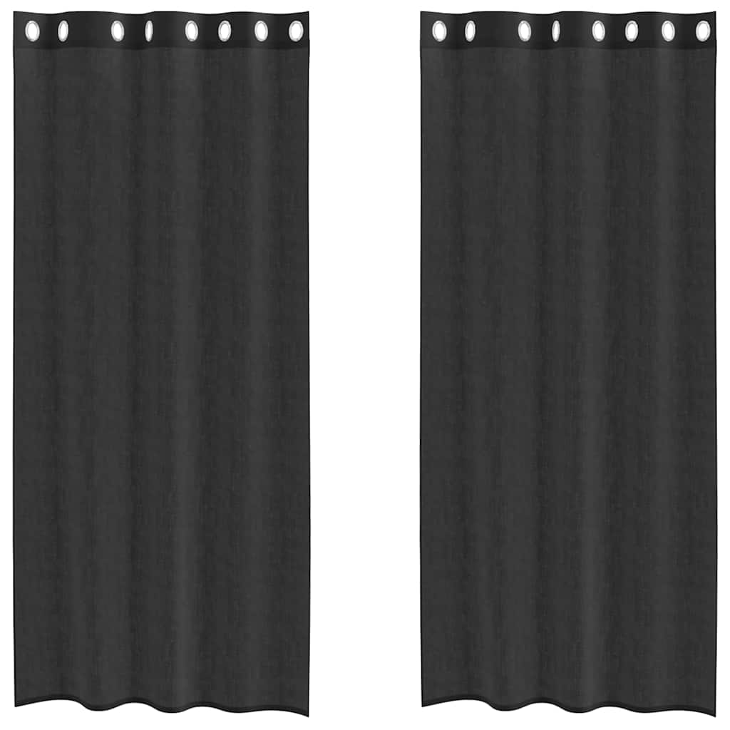 Thumbnail - vidaXL Voile Vorhänge mit Ösen 2 Stk. Schwarz 140x245 cm