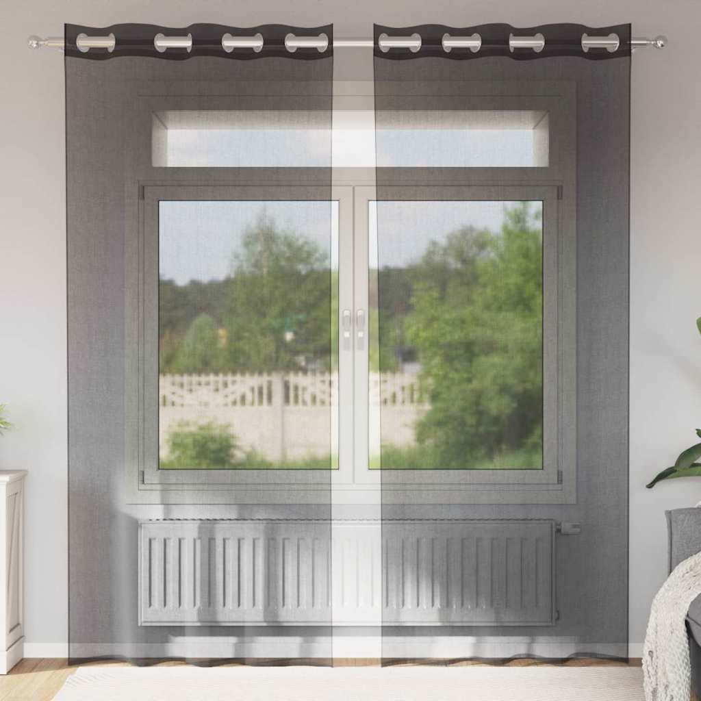 vidaXL Voileeverhot läpiviennillä 2 kpl musta 140x245 cm