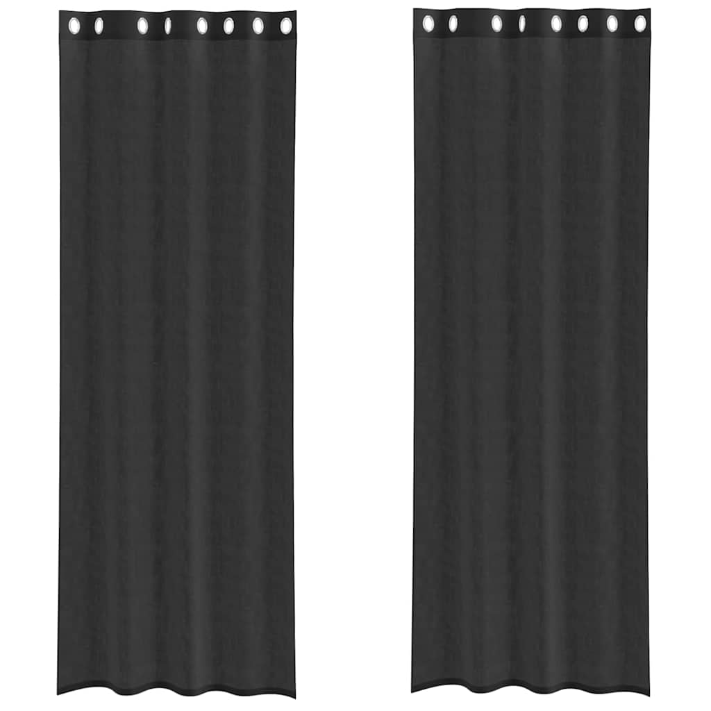 Thumbnail - vidaXL Voile Vorhänge mit Ösen 2 Stk. Schwarz 140x260 cm