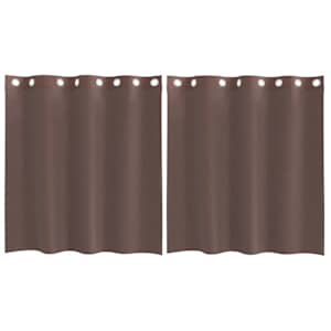 vidaXL Voile kardinad r&otilde;ngastega 2 tk Pruun 140x140 cm
