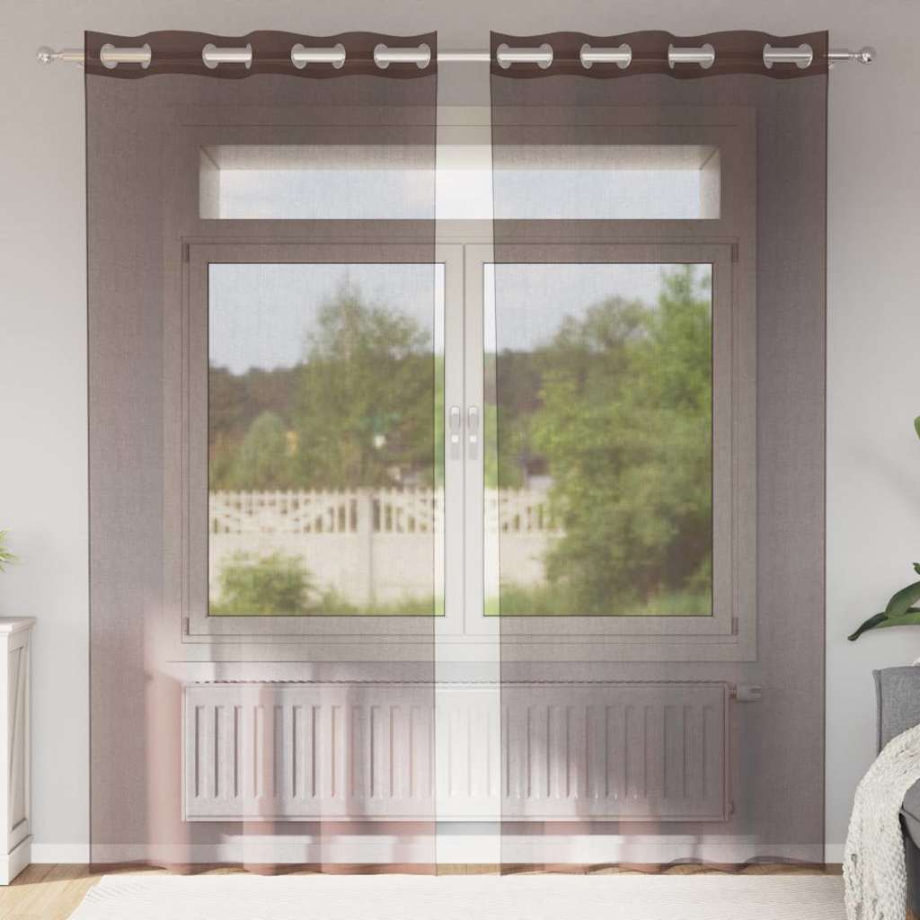 vidaXL Voileeverhot läpiviennillä 2 kpl ruskea 140x245 cm
