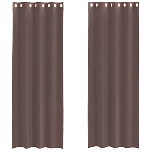 vidaXL Voile kardinad r&otilde;ngastega 2 tk Pruun 140x300 cm