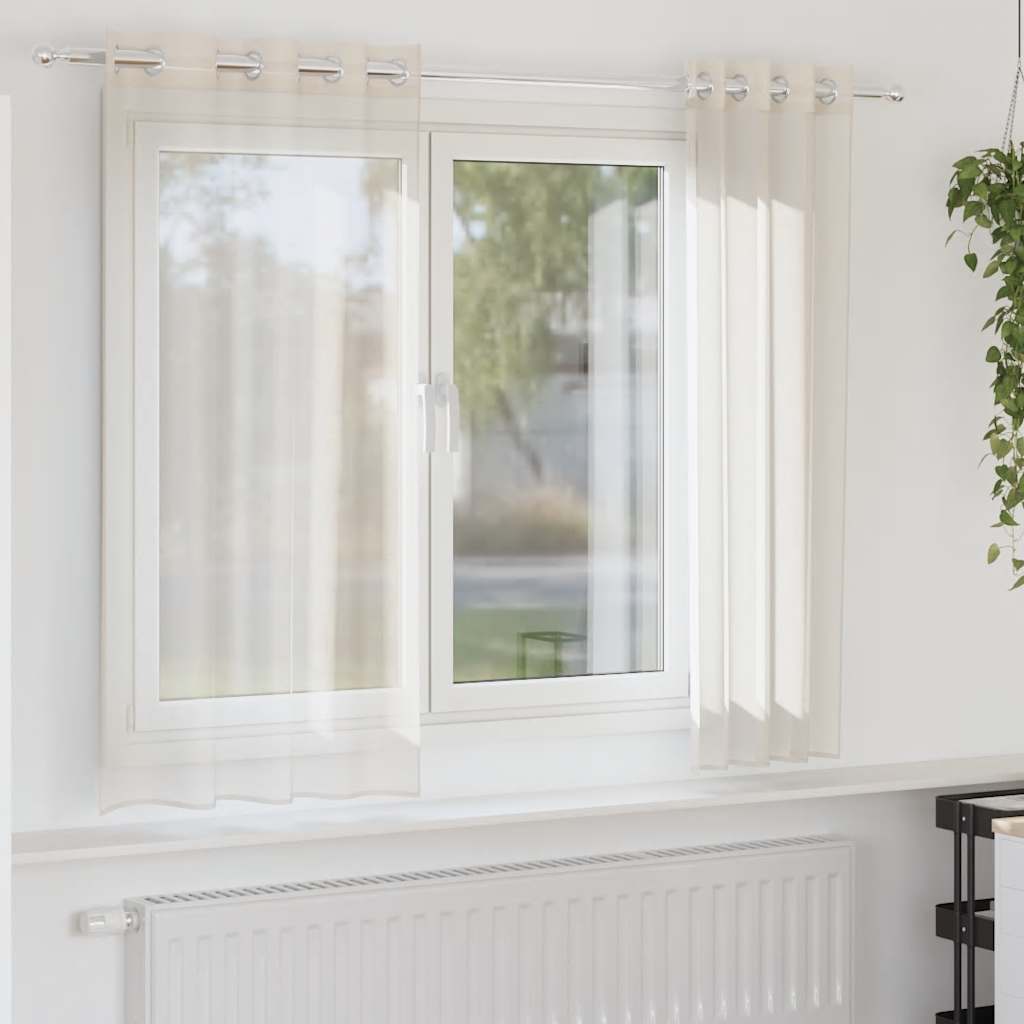 vidaXL Voileeverhot läpiviennillä 2 kpl kerma 140x140 cm